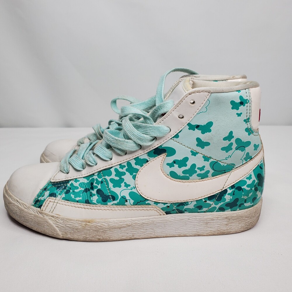 Nike Blazer Mid Premium 4.5Y/Women 6 Butterflies Teal/White Leather Sneaker Rare